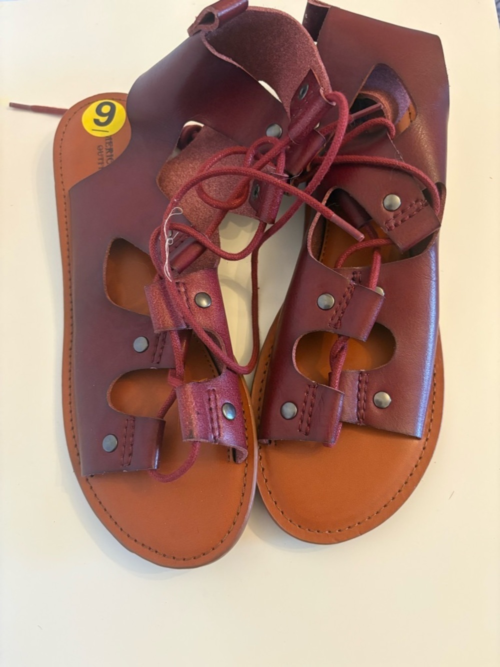 American Eagle Outfitters Burgundy Lace-Up Gladiator Sandals